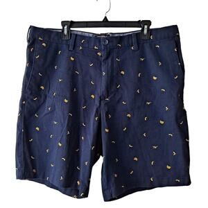 Banana Republic Mens Navy & Yellow Banana Graphic Aiden Shorts w Pockets- Sz 38